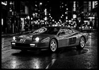 Ferrari Testarossa parked in the city nightlife.-6
