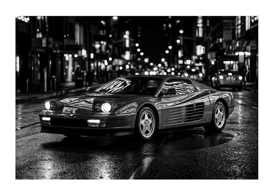 Ferrari Testarossa parked in the city nightlife.-12