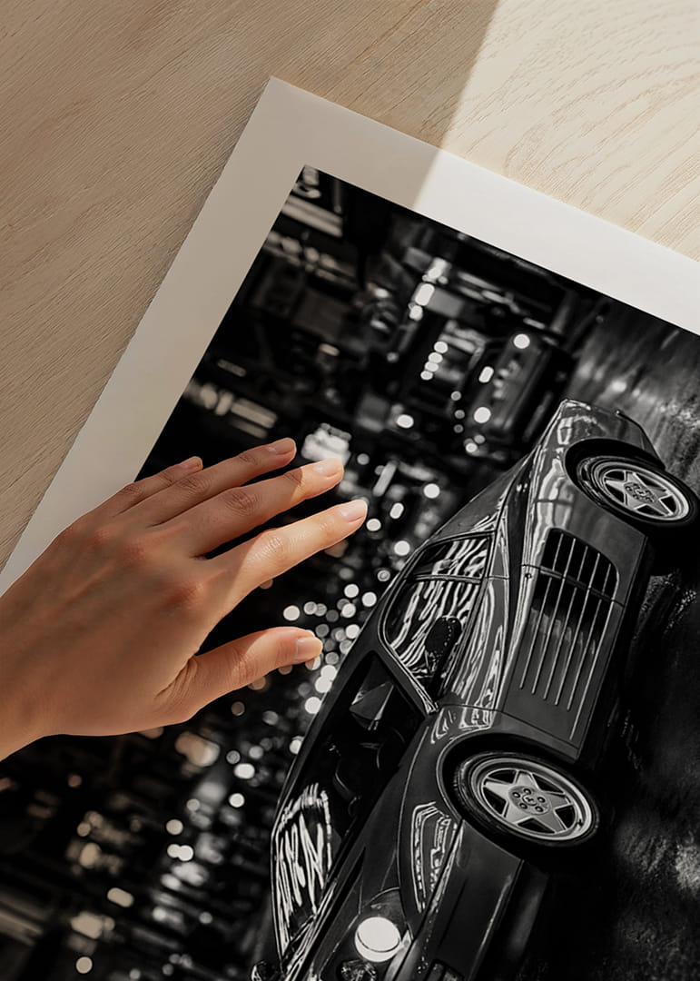 Een Ferrari Testarossa geparkeerd in het uitgaansgebied van de stad.-12