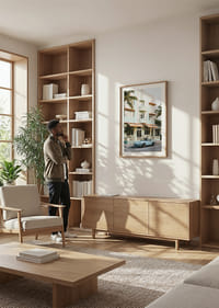 Een iconische Porsche 911 voor een pastelkleurig gebouw wekt nostalgische gevoelens op.-4