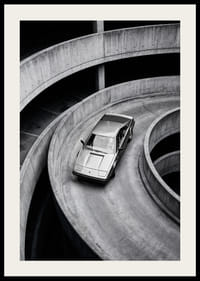 A Lamborghini Jalpa car sweeps through a spiraling concrete road in elegant style.-2