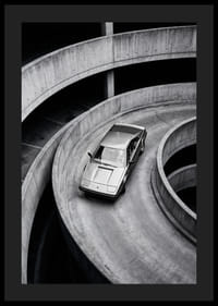 A Lamborghini Jalpa car sweeps through a spiraling concrete road in elegant style.-4