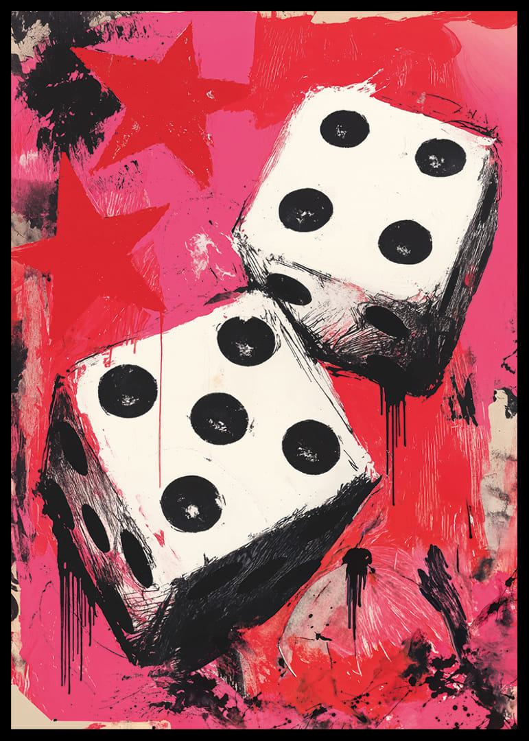 Vibrerende terninger danser mod en rød baggrund.-12