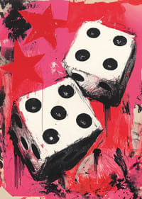 Vibrerende terninger danser mod en rød baggrund.-3