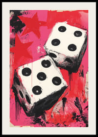 Vibrerande tärningar dansar mot en röd bakgrund.-2