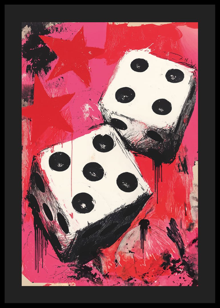 Vibrerande tärningar dansar mot en röd bakgrund.-12