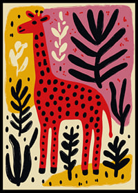 Playful giraffe in a colorful pattern that is bursting with life.-0