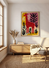Playful giraffe in a colorful pattern that is bursting with life.-2