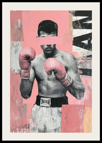 A powerful poster of a boxer with pink gloves.-2