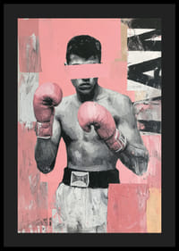 A powerful poster of a boxer with pink gloves.-4