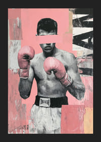 A powerful poster of a boxer with pink gloves.-5