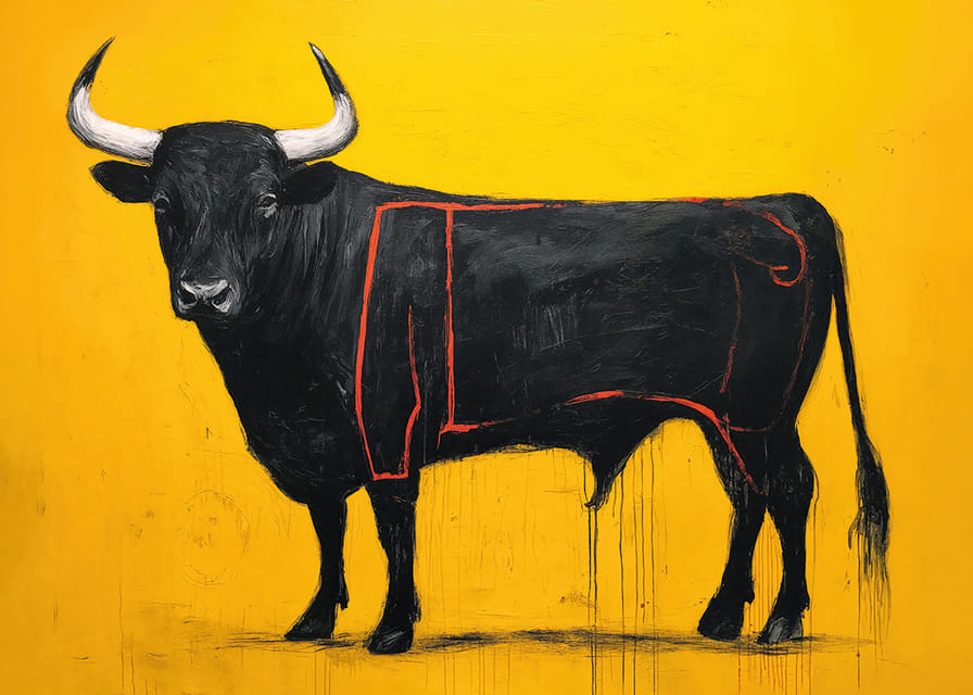 Sort tyr på en gylden baggrund udstråler kraft og elegance.-12