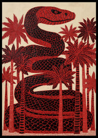 En imponerende slangeagtig sløjfe blandt røde palmer.-2