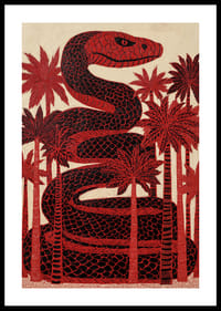 En imponerende slangeagtig sløjfe blandt røde palmer.-0