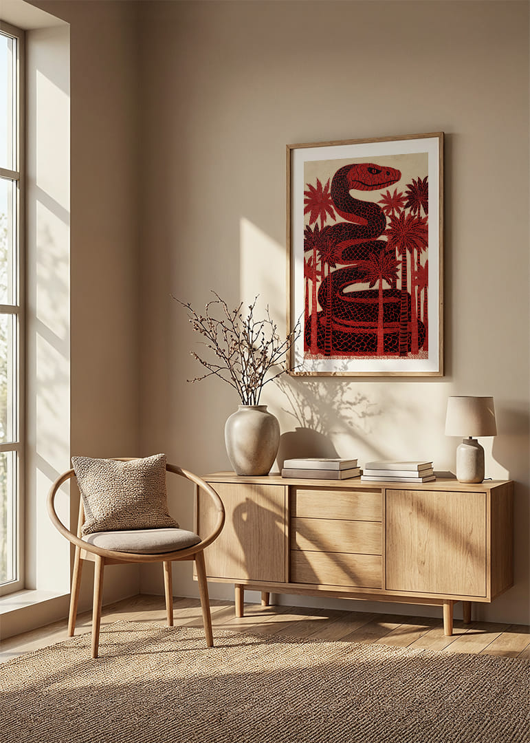 En imponerende slangeagtig sløjfe blandt røde palmer.-12