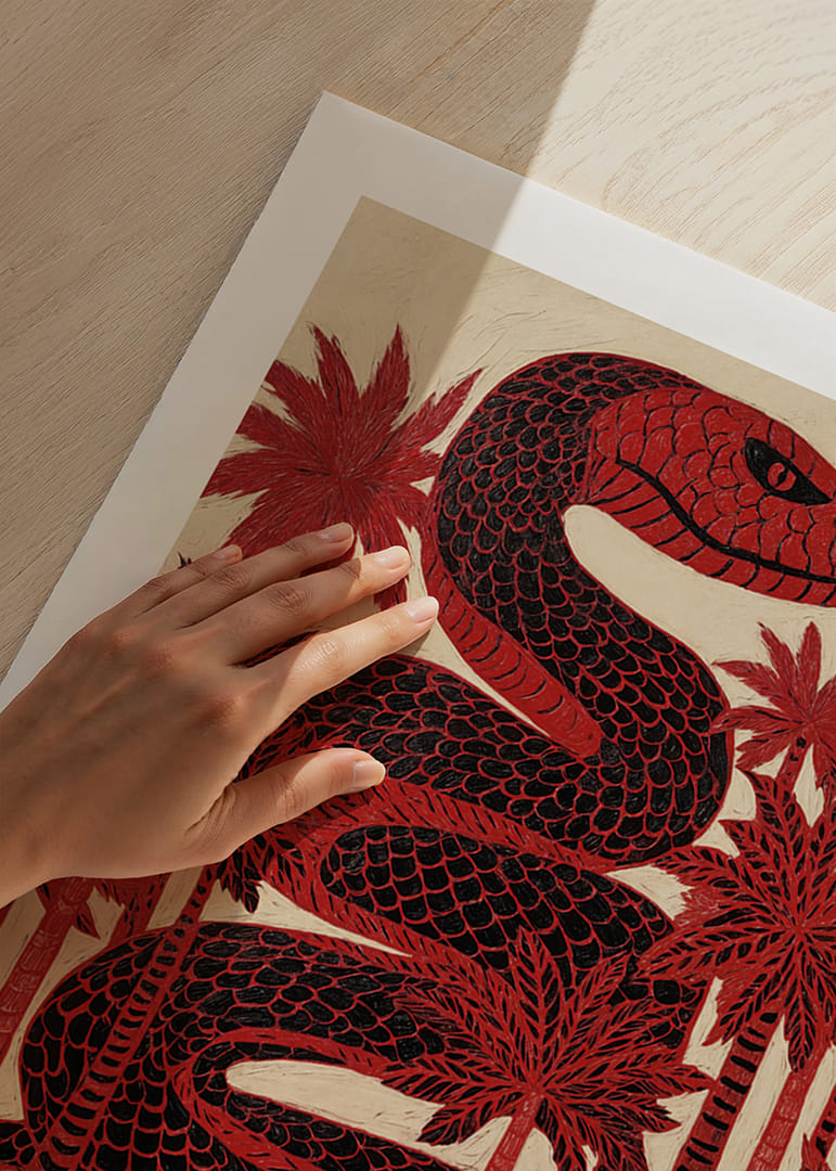 En imponerende slangeagtig sløjfe blandt røde palmer.-12