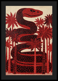 An impressive snake loop among red palm trees.-4