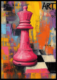 En majestætisk skakbrik stråler i farverig elegance.-2