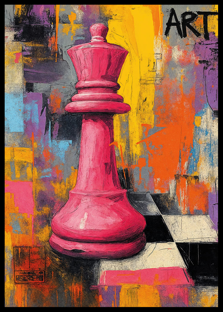 En majestætisk skakbrik stråler i farverig elegance.-12