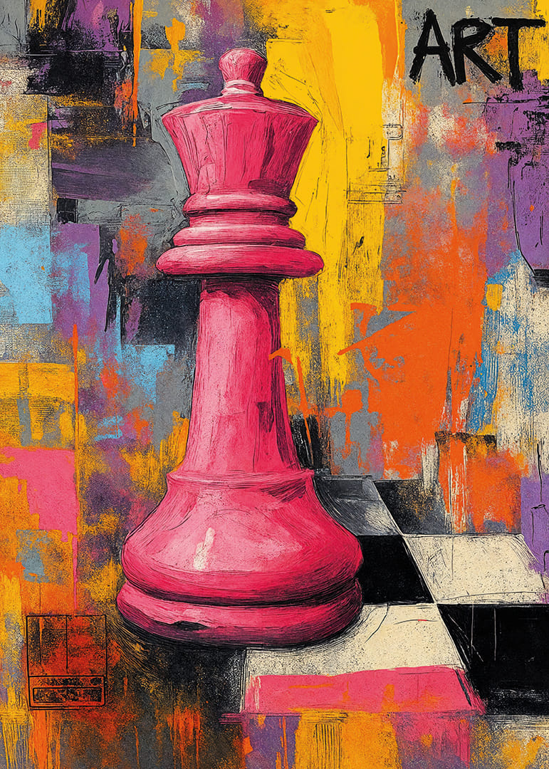 En majestætisk skakbrik stråler i farverig elegance.-12