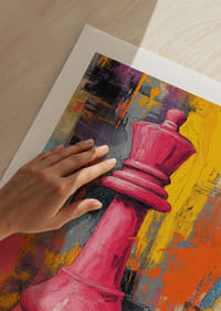 En majestætisk skakbrik stråler i farverig elegance.-5