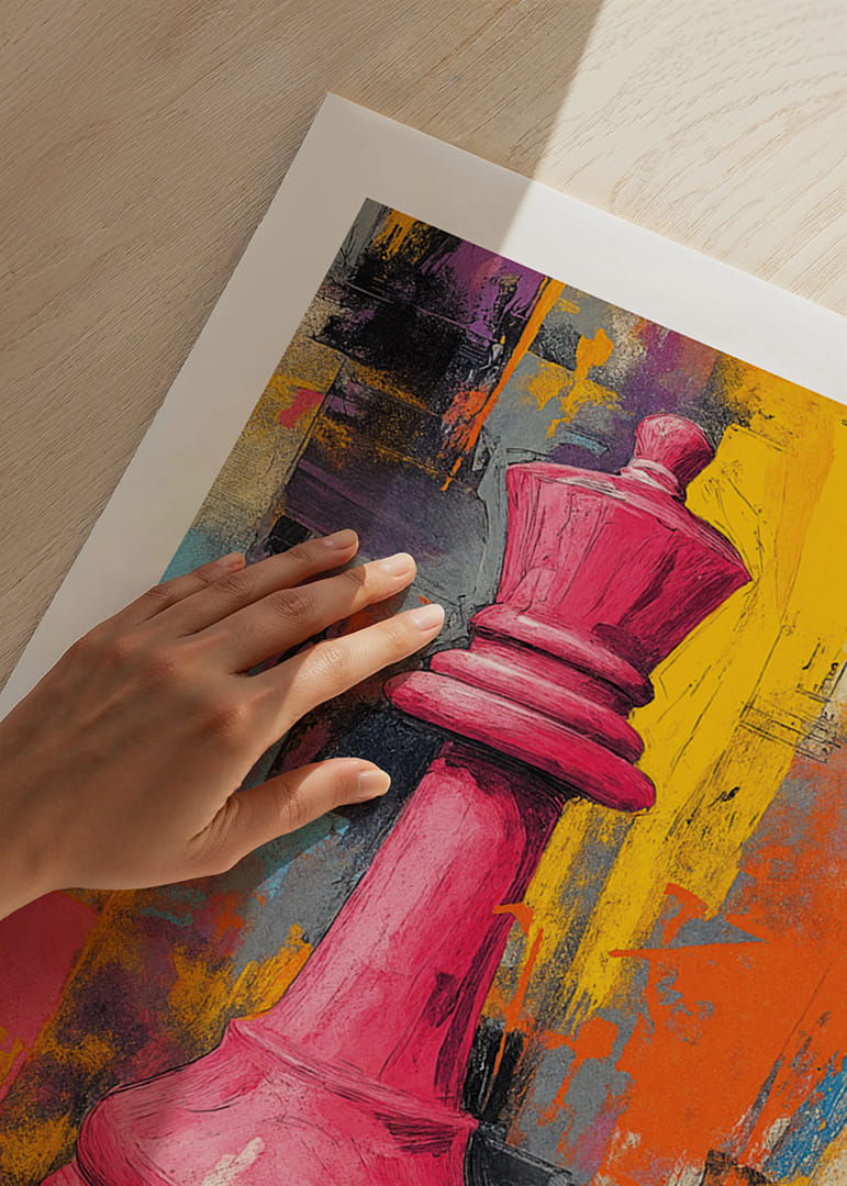 En majestætisk skakbrik stråler i farverig elegance.-12