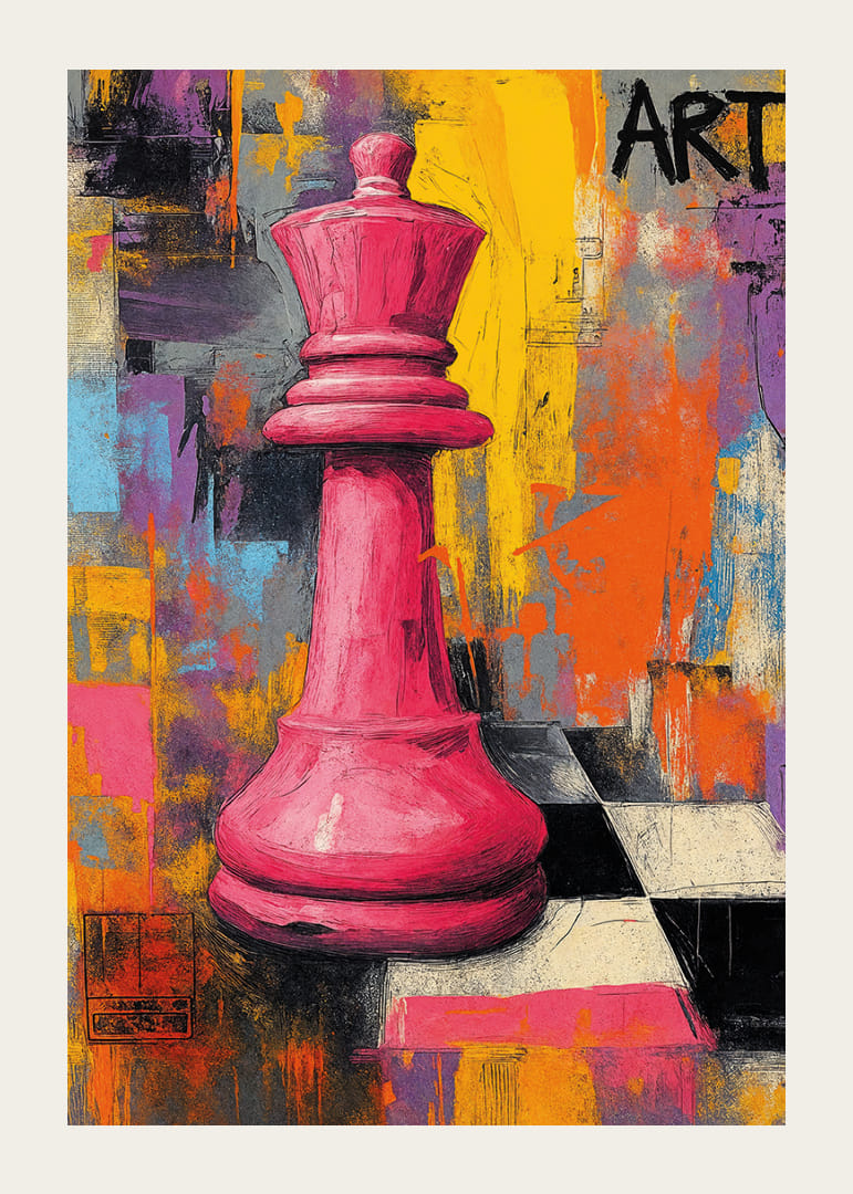 A majestic chess piece shines in colorful elegance.-12