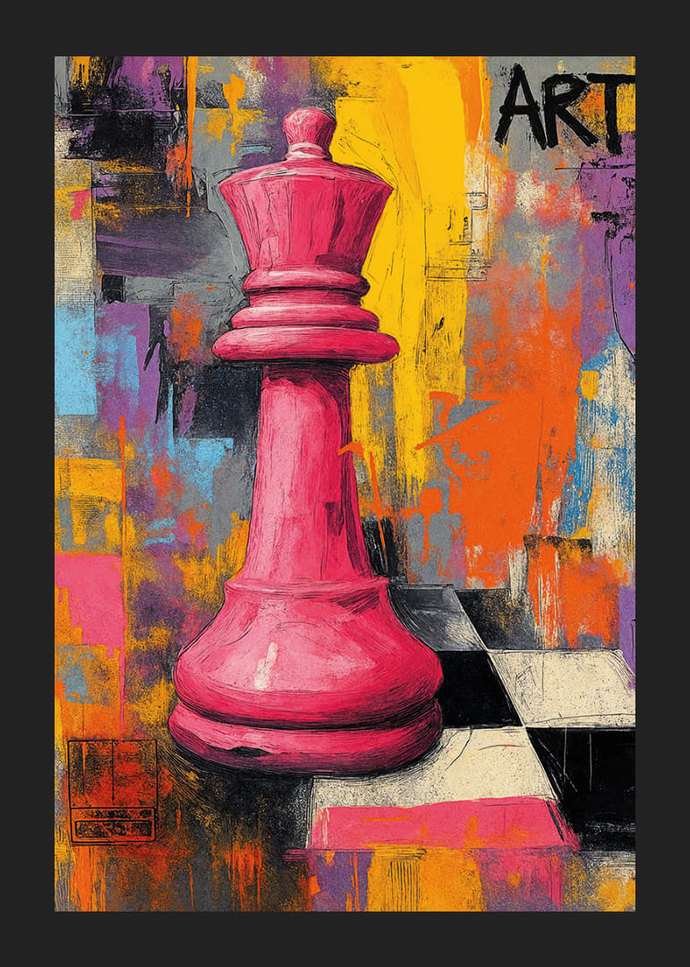 A majestic chess piece shines in colorful elegance.-12