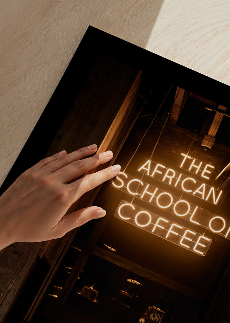 Neon signs in the dark add mystery and coffee culture.-12