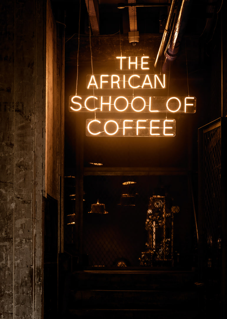 Neon signs in the dark add mystery and coffee culture.-12