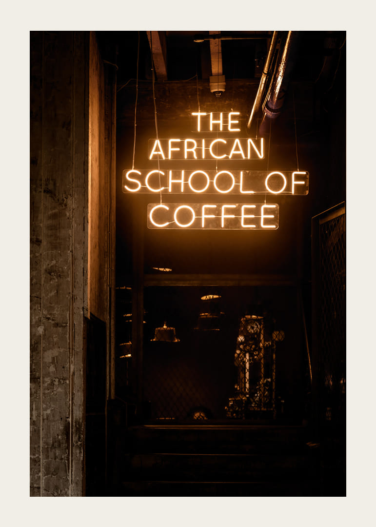 Neon signs in the dark add mystery and coffee culture.-12