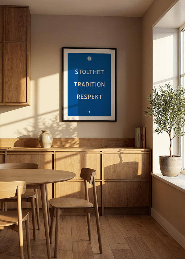 Poster Stolthet, Tradition, Respekt Lekands IF Blå crossfade