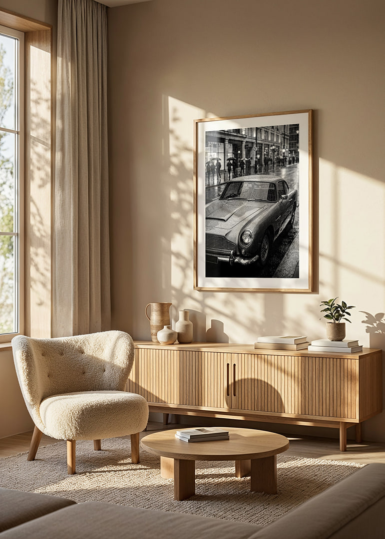 En klassisk Aston Martin D85 fångad i regnets mystik.-12