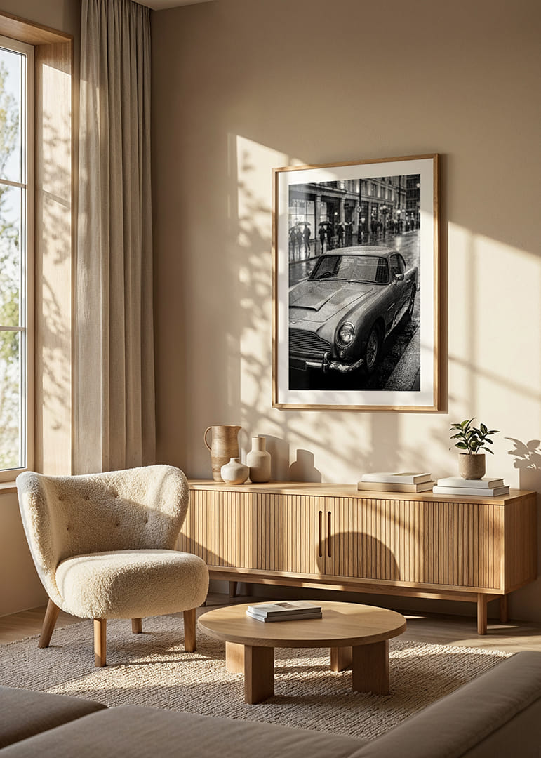 En klassisk Aston Martin D85 fångad i regnets mystik.-12