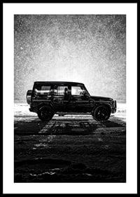 A silhouette of Mercedes-Benz, G-Wagon in snow-filled night creates a sense of adventure.-0
