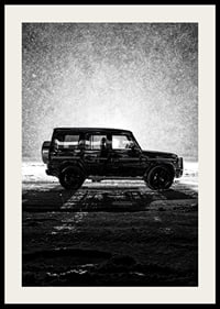 A silhouette of Mercedes-Benz, G-Wagon in snow-filled night creates a sense of adventure.-2