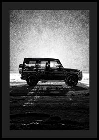 A silhouette of Mercedes-Benz, G-Wagon in snow-filled night creates a sense of adventure.-4