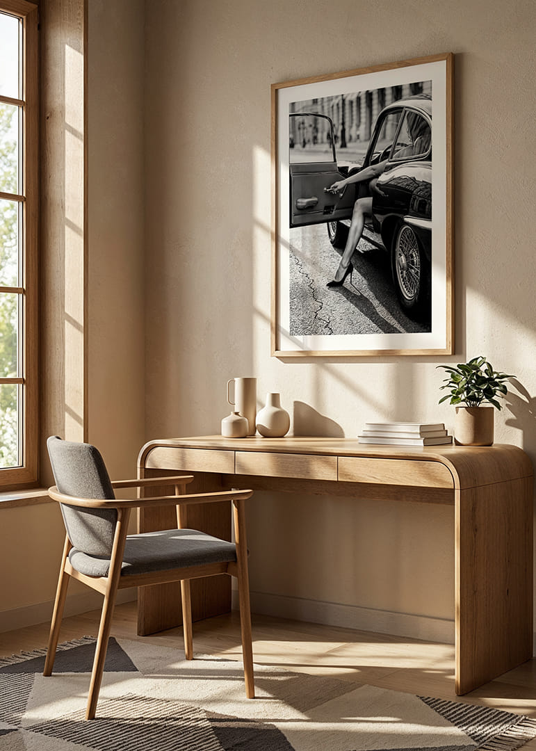 En glamorös scen fångad i svartvit elegans.-12