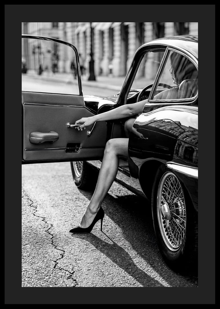 En glamorös scen fångad i svartvit elegans.-12