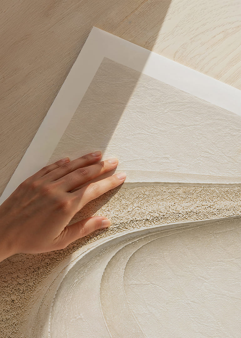 Mjuka böljande linjer i harmonisk sandtonad komposition.-12