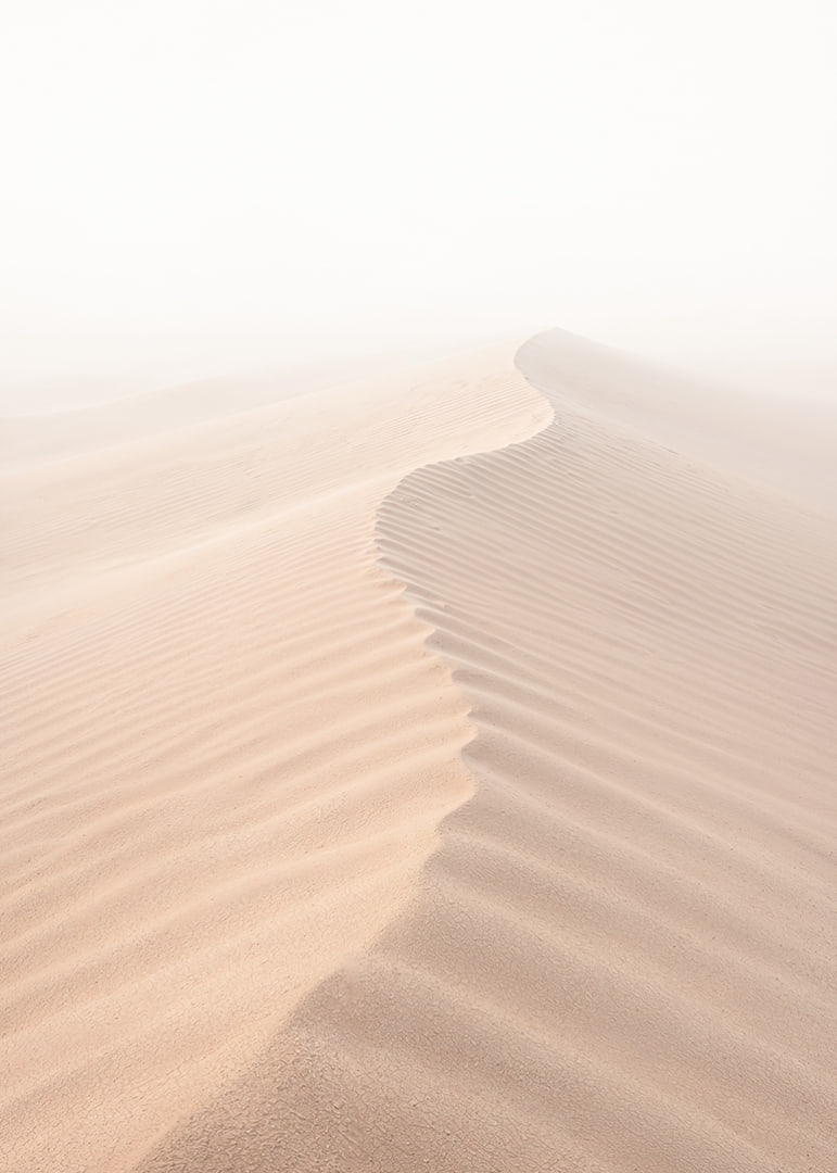 A soft wave of sand sweeps through a desolate landscape.-12