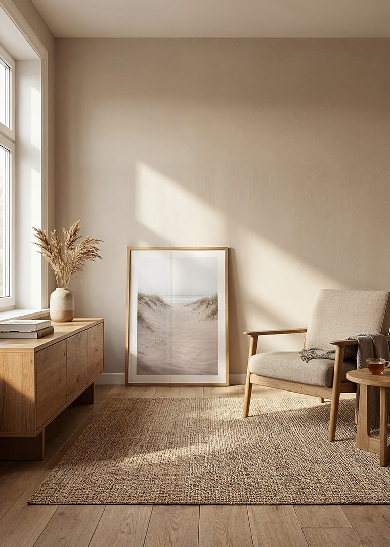 Soft sand leads towards the distant horizon of the sea.-12