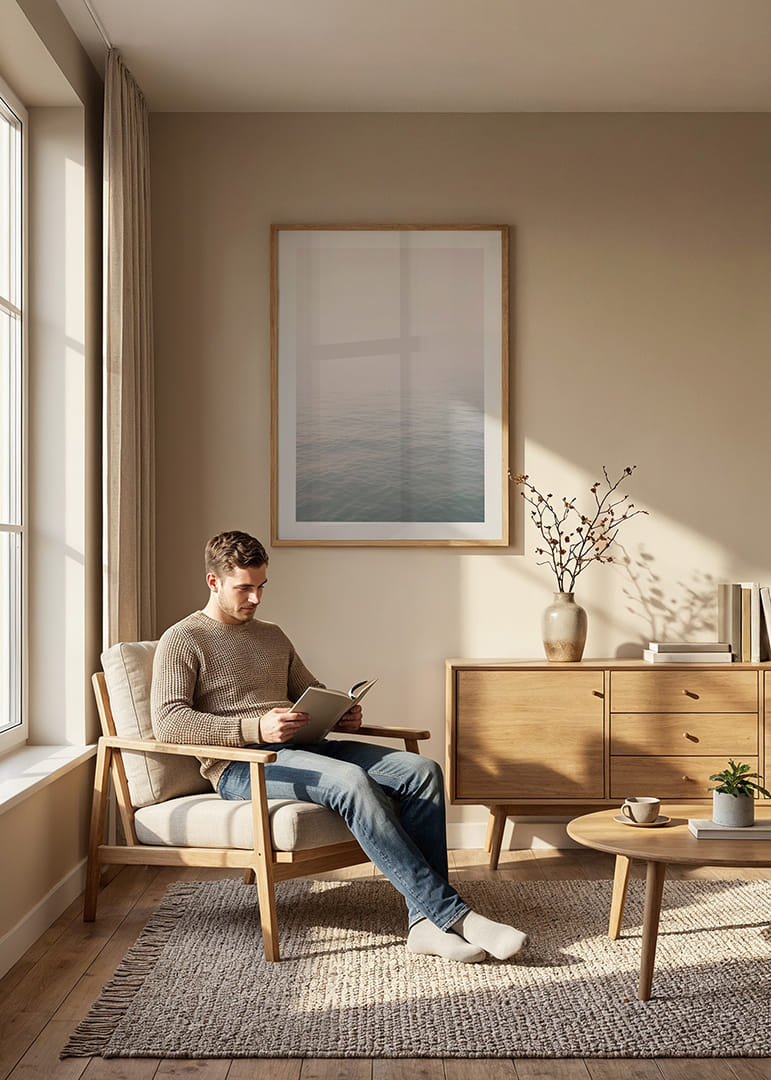 Calm sea view meets bright sky in fog.-12