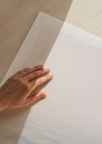 Calm sea view meets bright sky in fog.-9