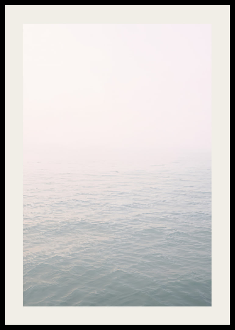 Calm sea view meets bright sky in fog.-12