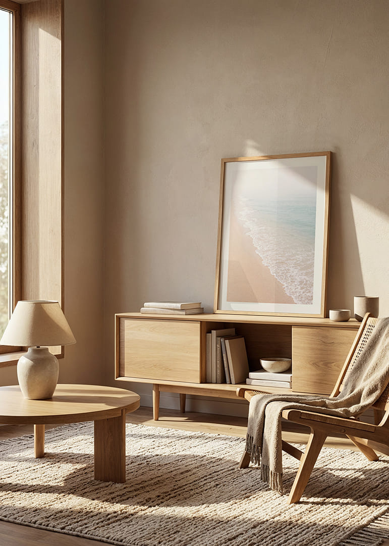 Gentle waves roll in towards the misty coast.-12