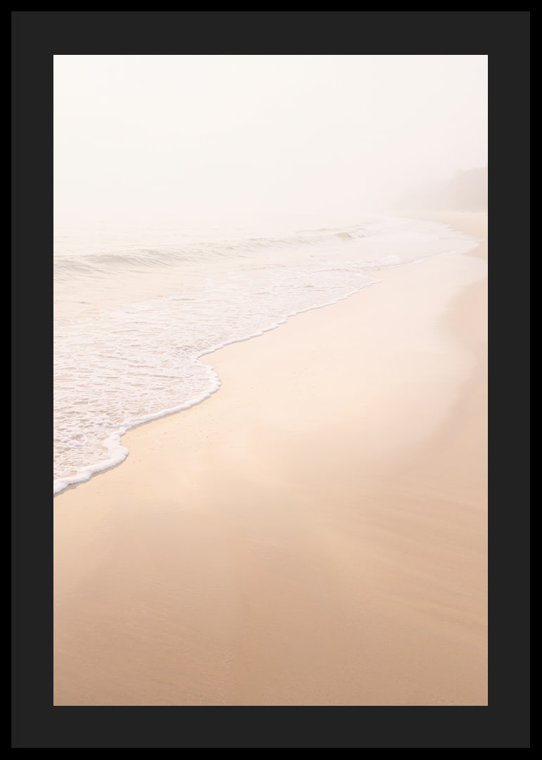 A warm, soft beach in a misty haze creates peace and tranquility.-12