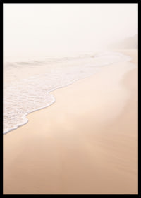 A warm, soft beach in a misty haze creates peace and tranquility.-6