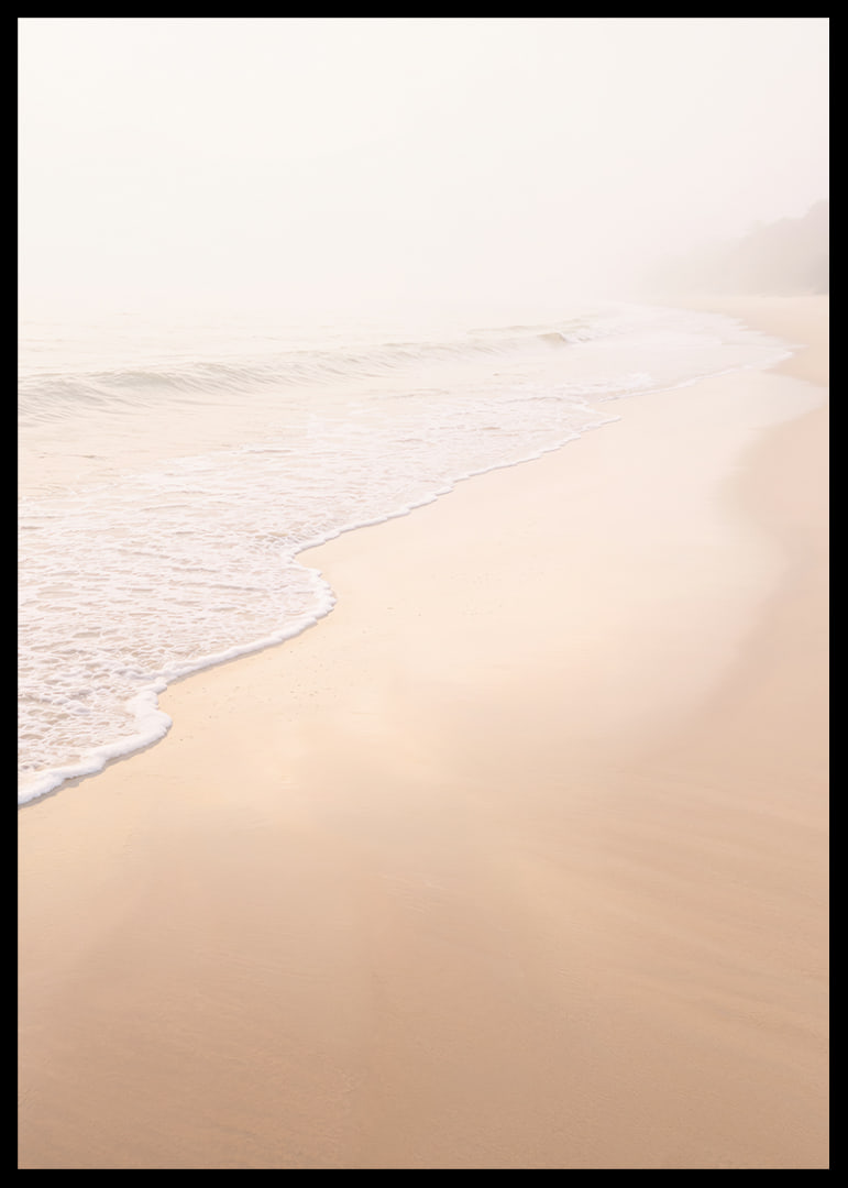 A warm, soft beach in a misty haze creates peace and tranquility.-12