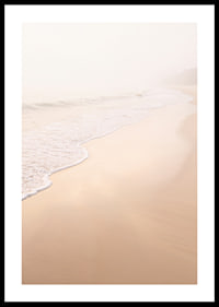 A warm, soft beach in a misty haze creates peace and tranquility.-0